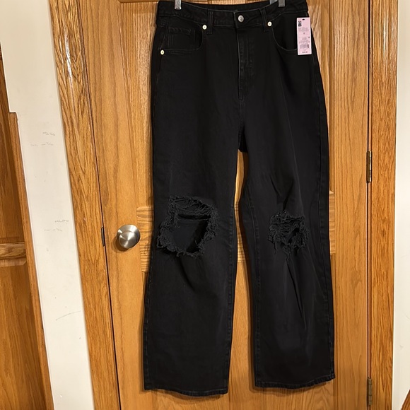 Super-High Rise Distressed Baggy Jeans - Wild Fable™ Black Wash - Picture 5 of 16